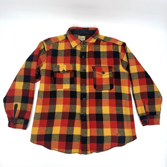 Vintage 6070s Melton Wool Flannel Shirt USA Made Mens Size XL Gorp Buffalo Plaid